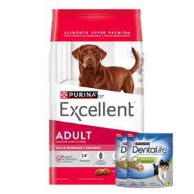 Excellent perro adulto M&LB 3 KG + 2 Dentalife
